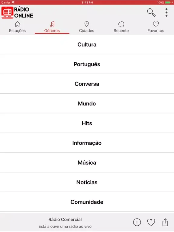 ภาพหน้าจอของ Radio Online Portugal iPad 