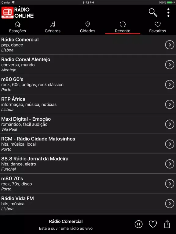 ภาพหน้าจอของ Radio Online Portugal iPad 