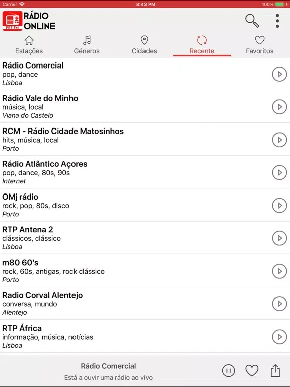 ภาพหน้าจอของ Radio Online Portugal iPad 
