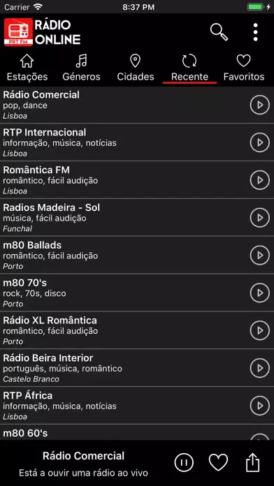 ภาพหน้าจอของ Radio Online Portugal