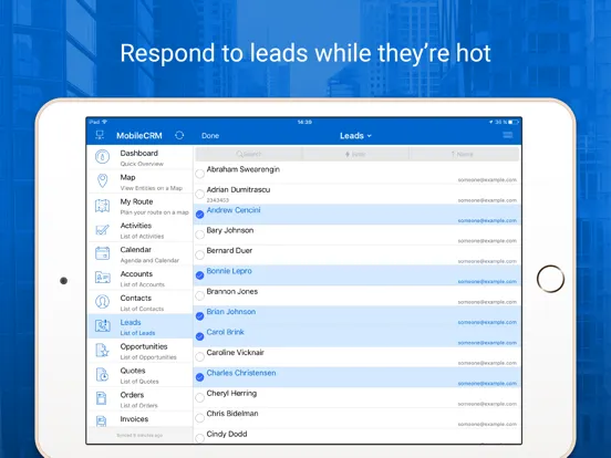 Resco Mobile CRM iPad  Screenshots