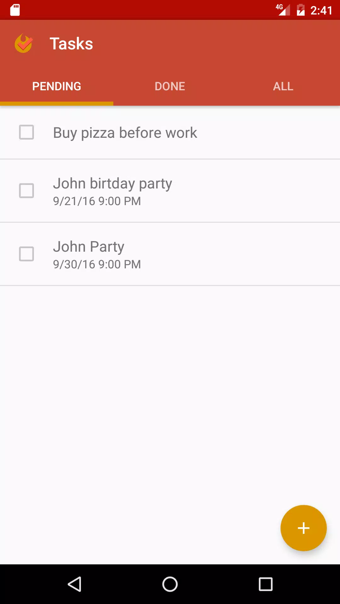Fire Todo List Screenshots