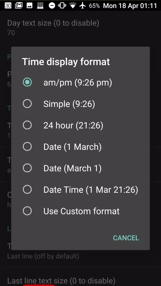 Capturas de tela do Day Clock