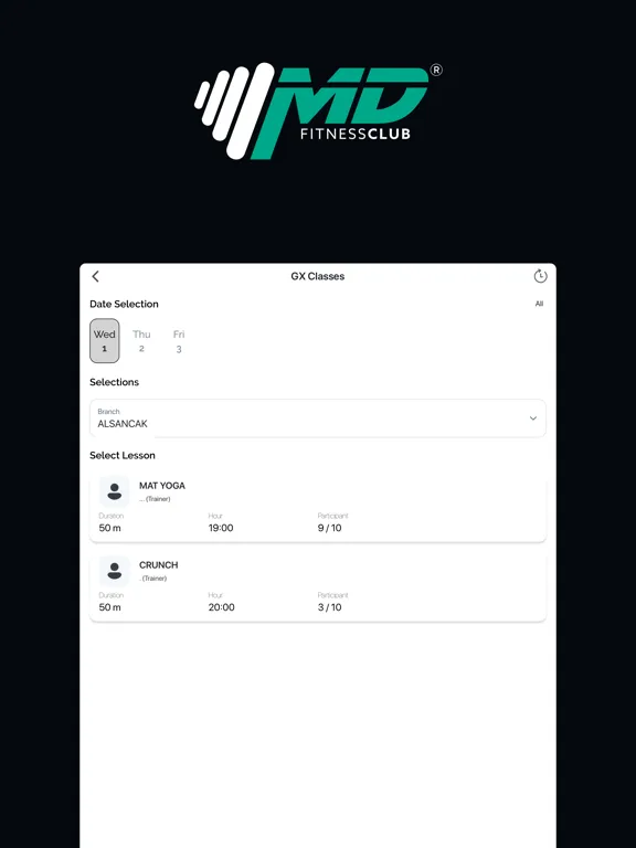 MD Fitness Club iPad  Screenshots