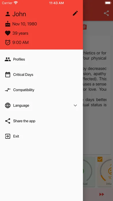 Captures d'écran de Biorhythms and Critical Days