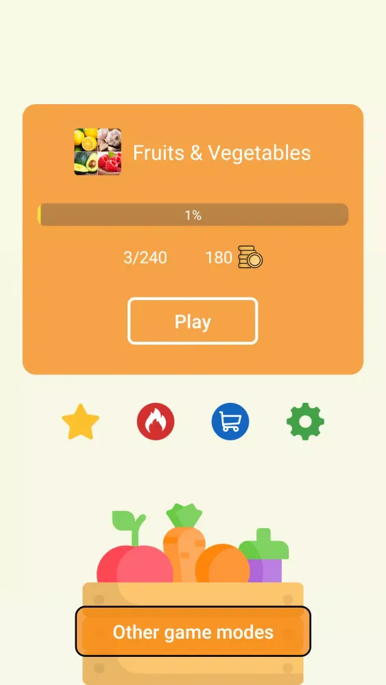 Ảnh chụp màn hình của Fruits, Vegetables, Nuts: Quiz
