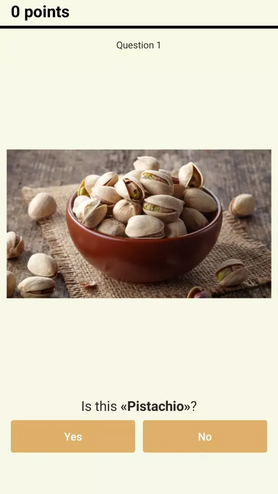 Ảnh chụp màn hình của Fruits, Vegetables, Nuts: Quiz