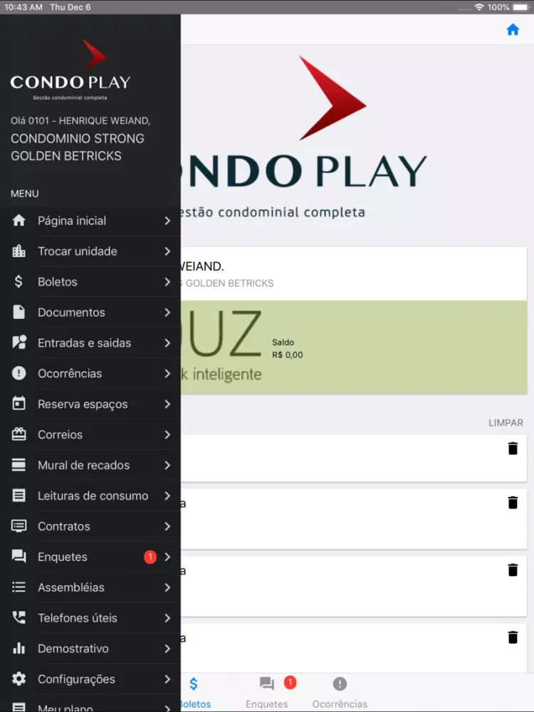CondoPlay Morador iPad 應用截圖