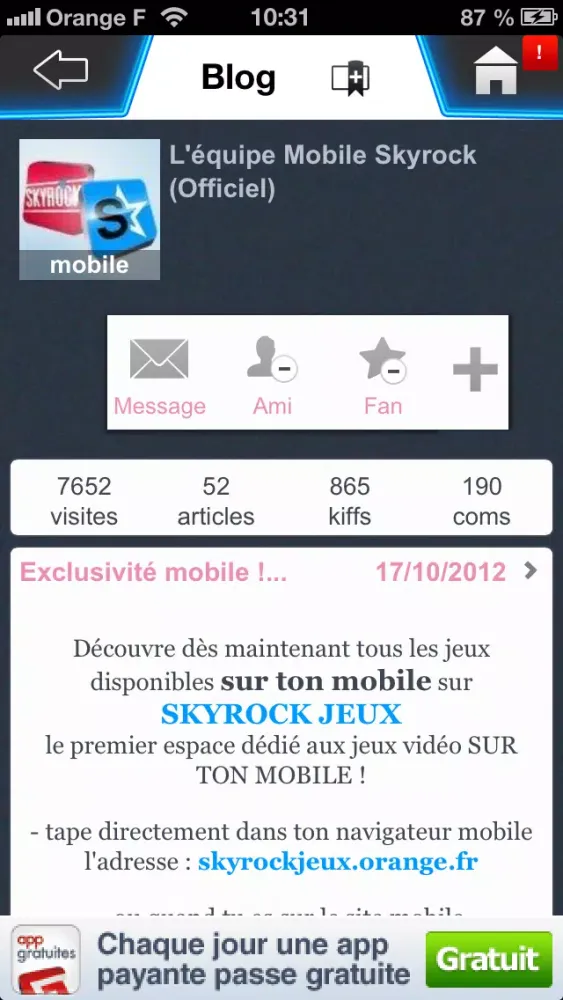 Skyrock.com سکرین شاٹس