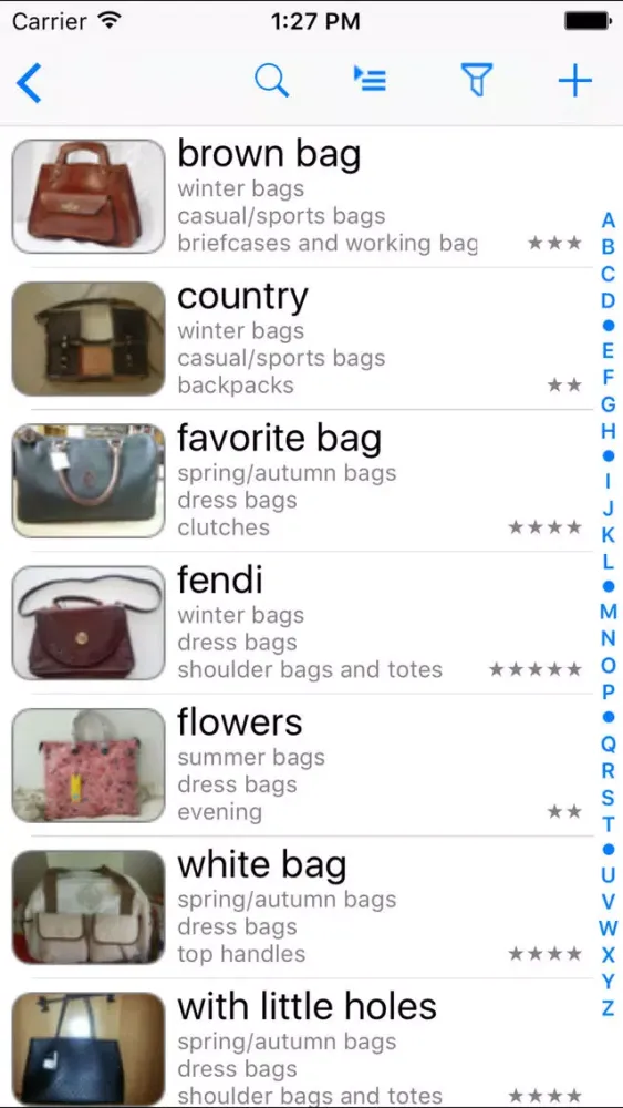 Capturas de tela do my-Bags