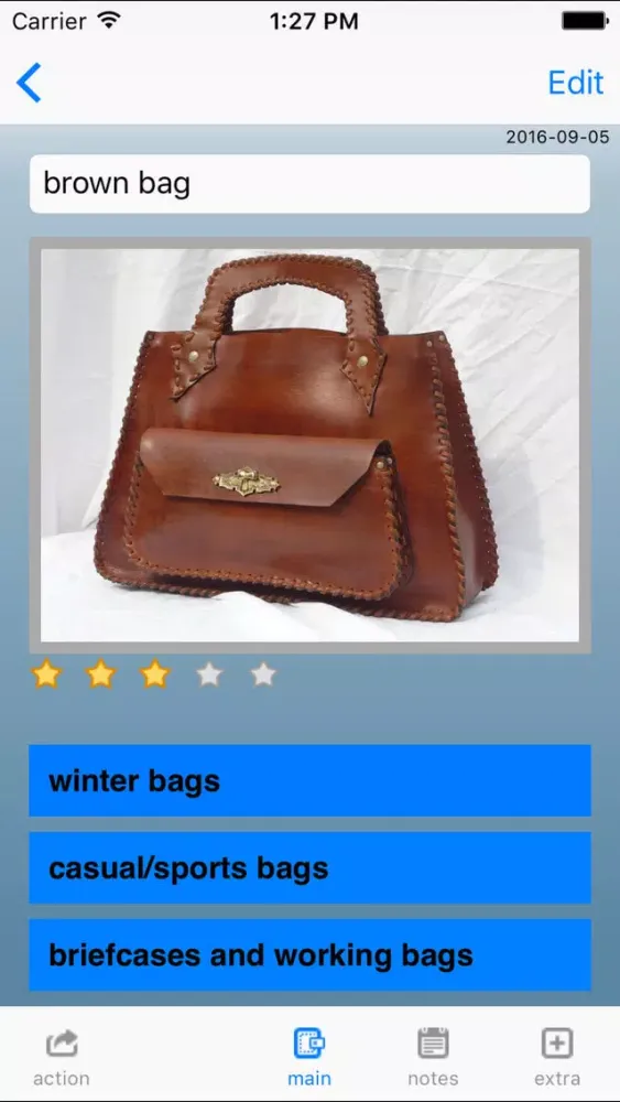 Capturas de tela do my-Bags