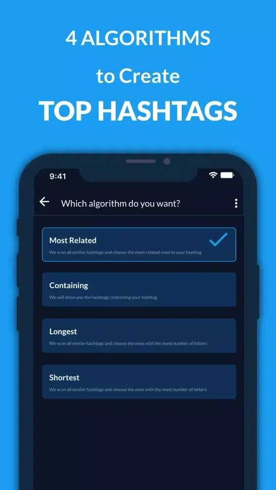 Tangkapan layar Hashtags Manager: AI