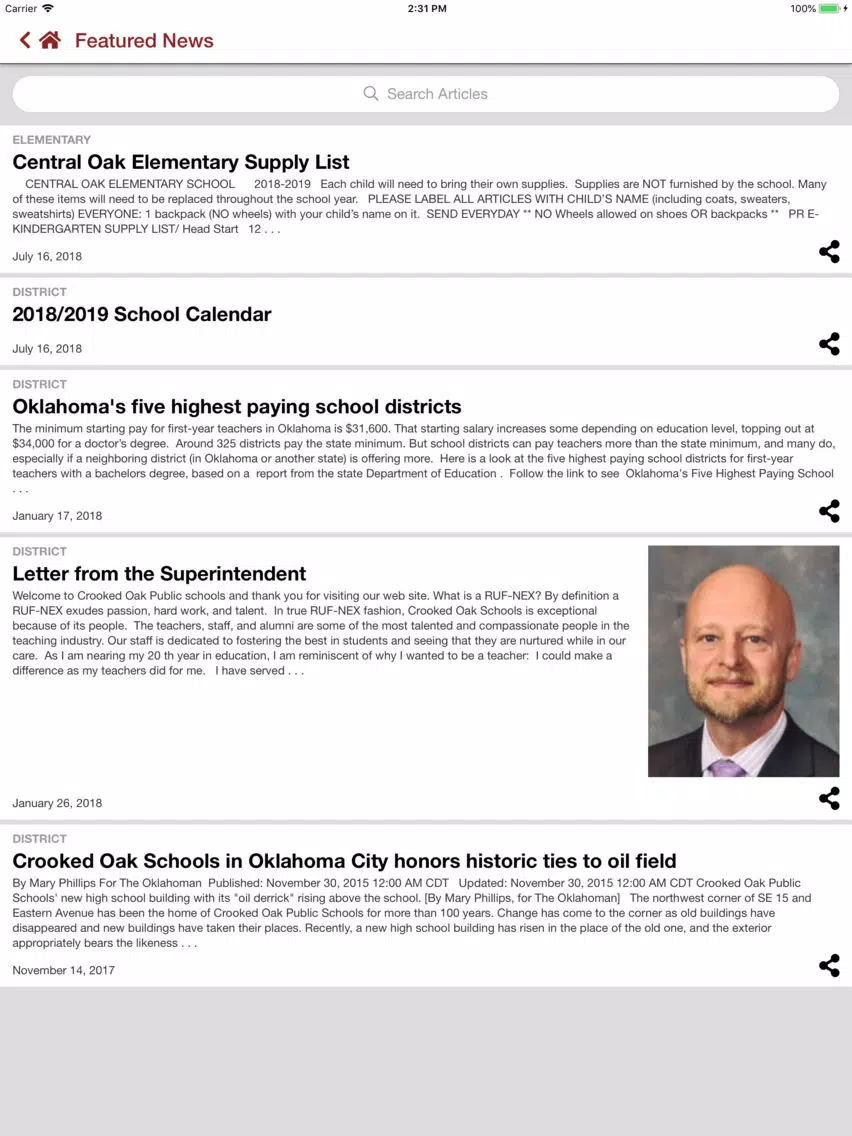 Crooked Oak Public Schools iPad 应用截图