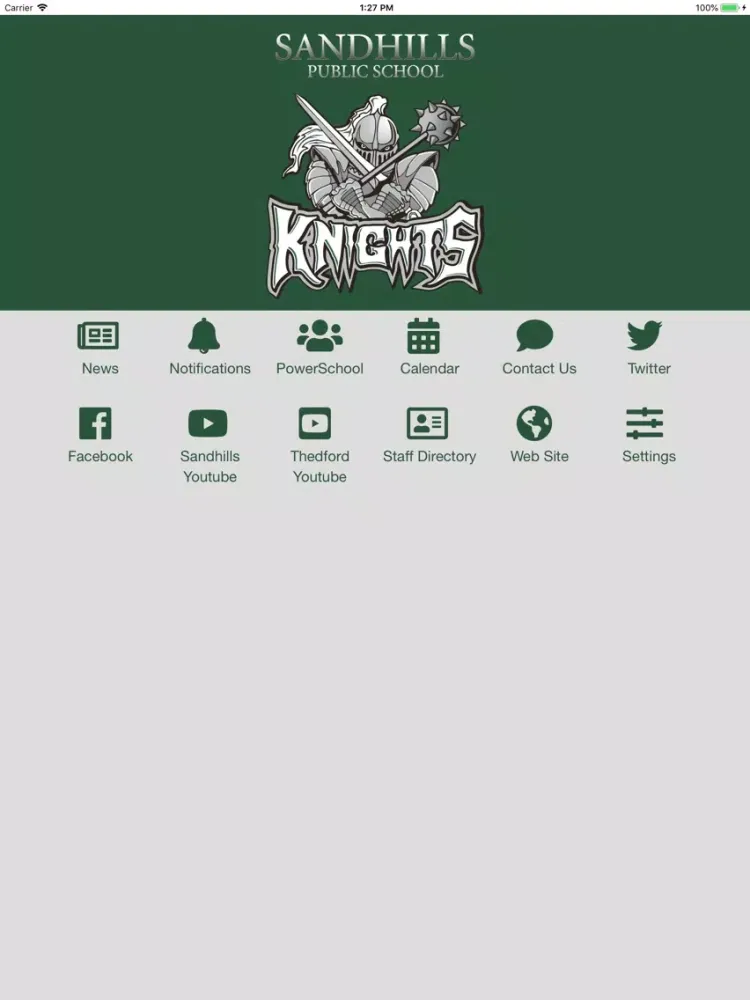 Tangkapan layar Sandhills Public Schools iPad 