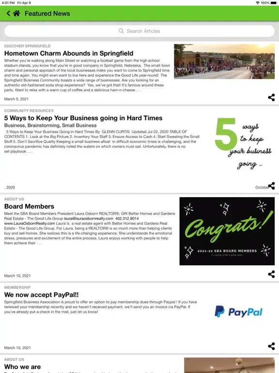Springfield Business Assoc. iPad  스크린샷