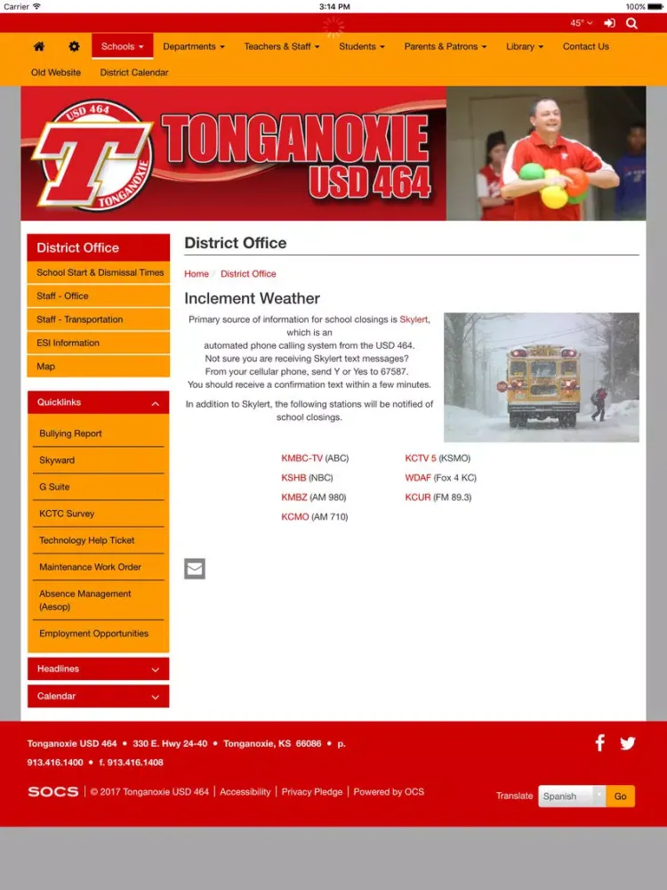 Tangkapan skrin Tonganoxie USD 464 iPad 