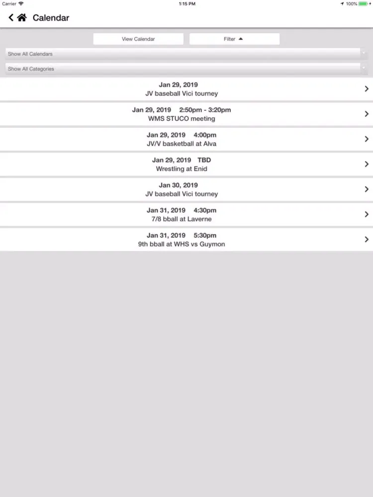 Ảnh chụp màn hình của Woodward Public Schools iPad 