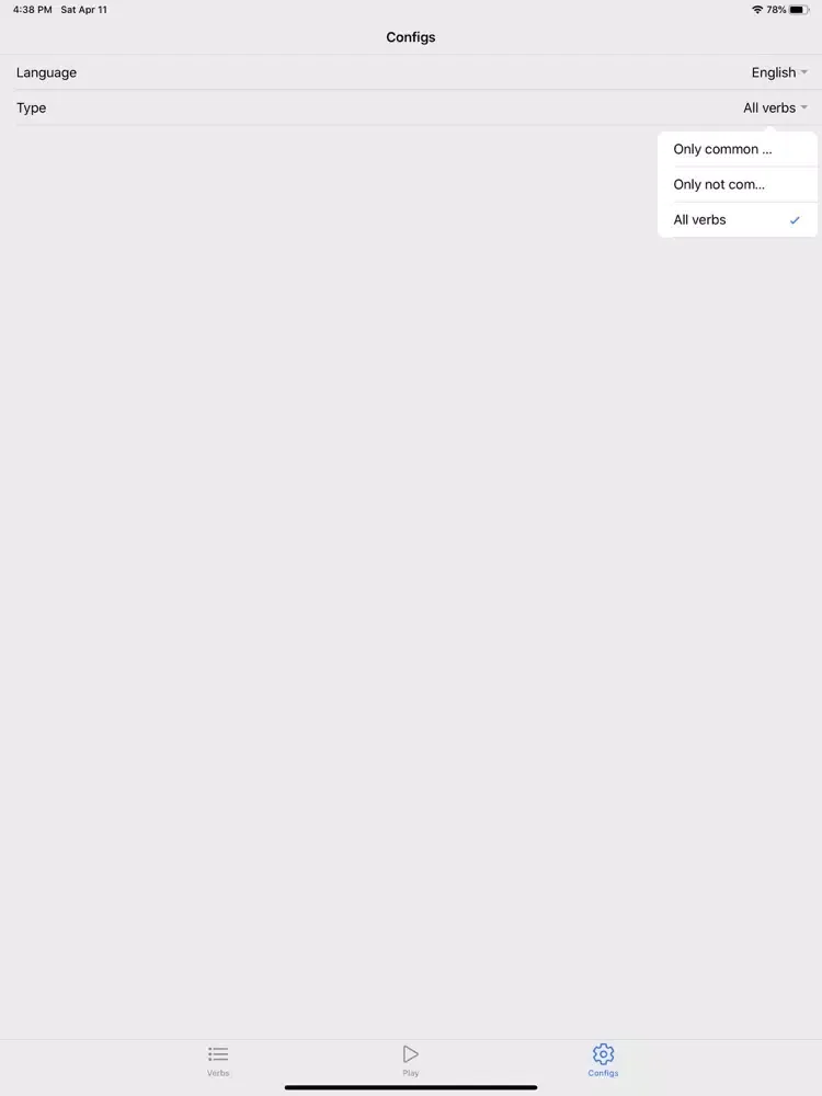 Eng Irregular Verbs iPad 应用截图