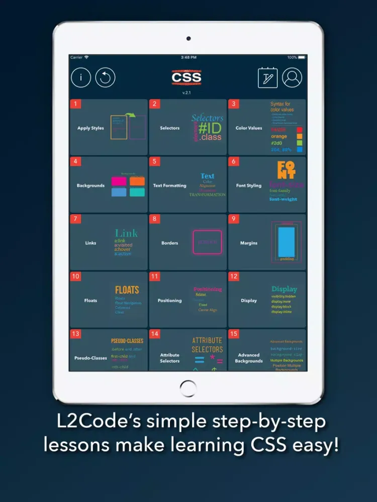 Ảnh chụp màn hình của L2Code CSS iPad