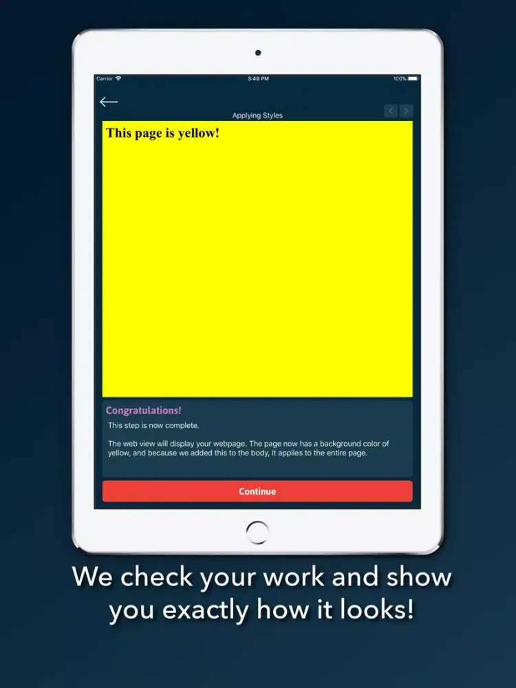 Ảnh chụp màn hình của L2Code CSS iPad