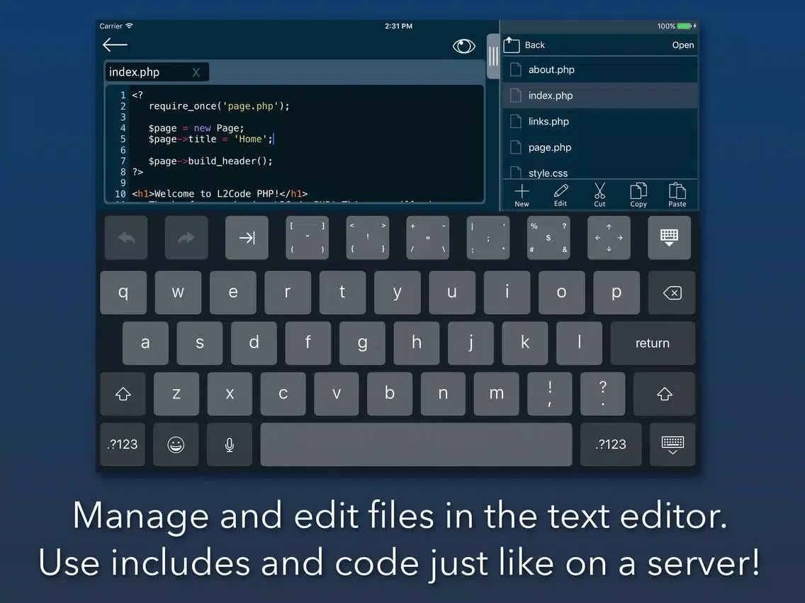 Tangkapan layar L2Code PHP - Learn write PHP iPad