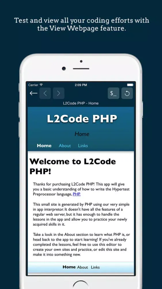 Tangkapan layar L2Code PHP - Learn write PHP