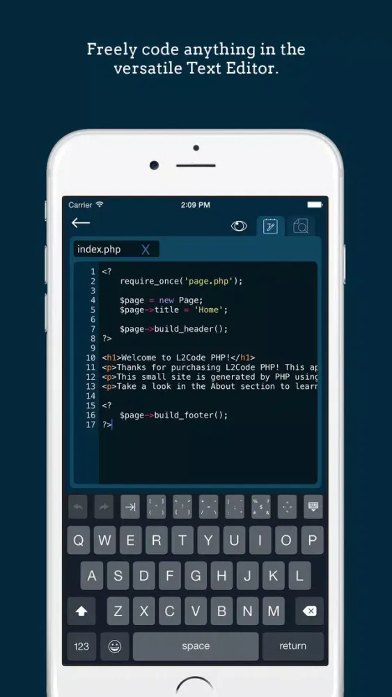 Tangkapan layar L2Code PHP - Learn write PHP