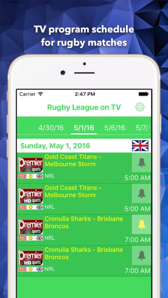Rugby League on UK TV: schedule of all Rugby L matches on Britain TV سکرین شاٹس