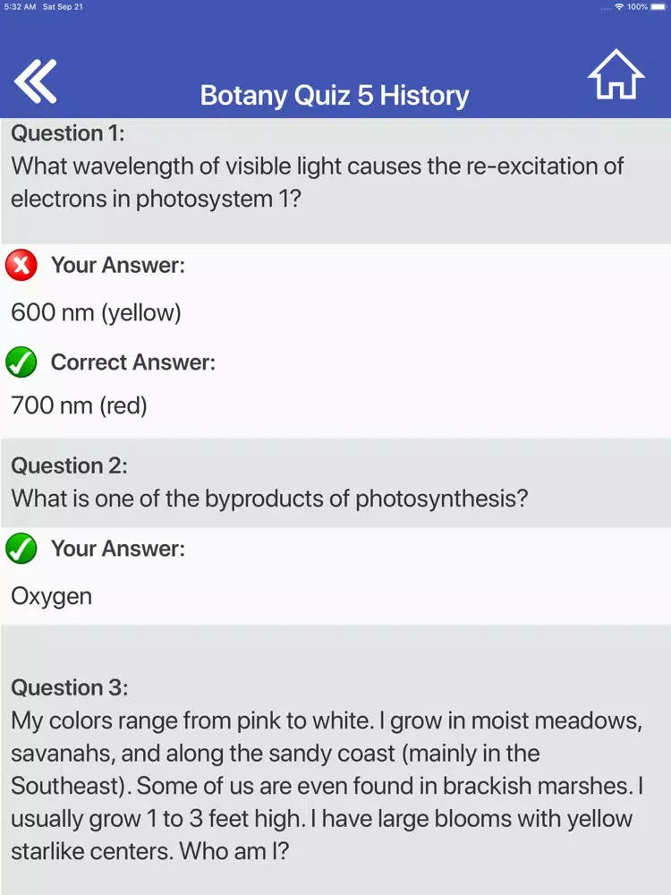 The Botany Quiz iPad Screenshots