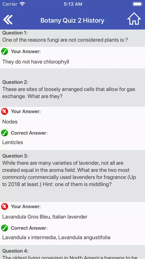 The Botany Quiz Screenshots