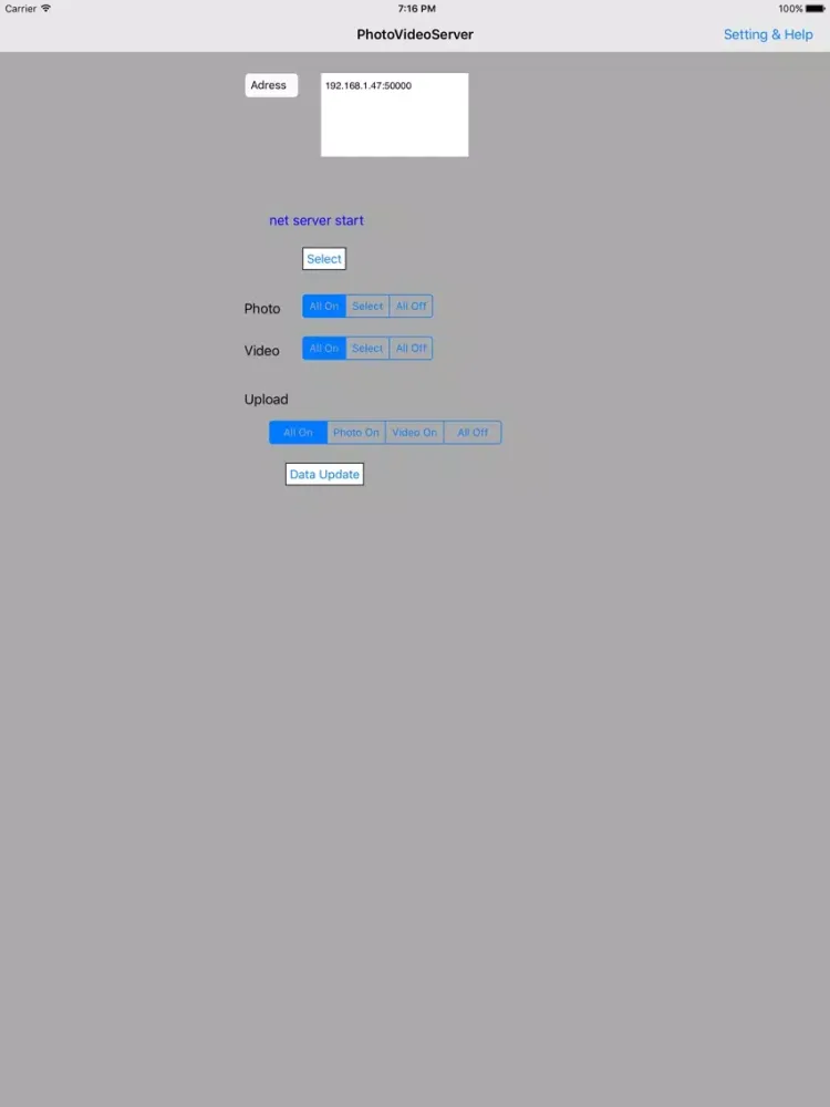 PhotoVideoServer iPad  স্ক্রিনশট