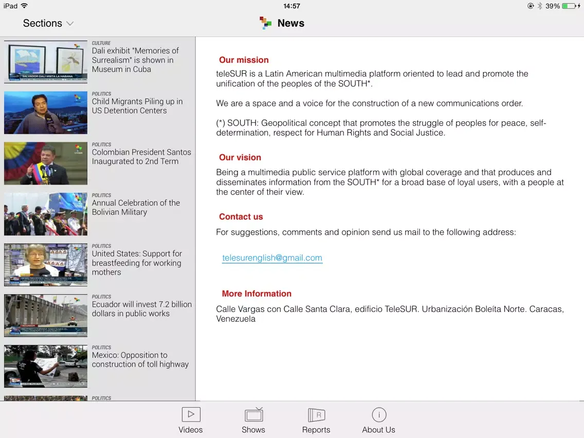 صور teleSUR Multimedia English iPad 
