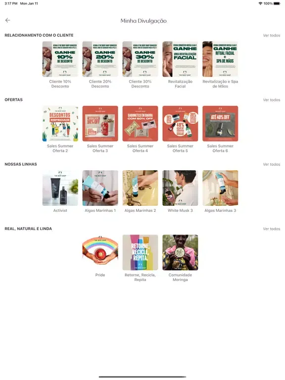 Capturas de tela do The Body Shop My Business iPad 