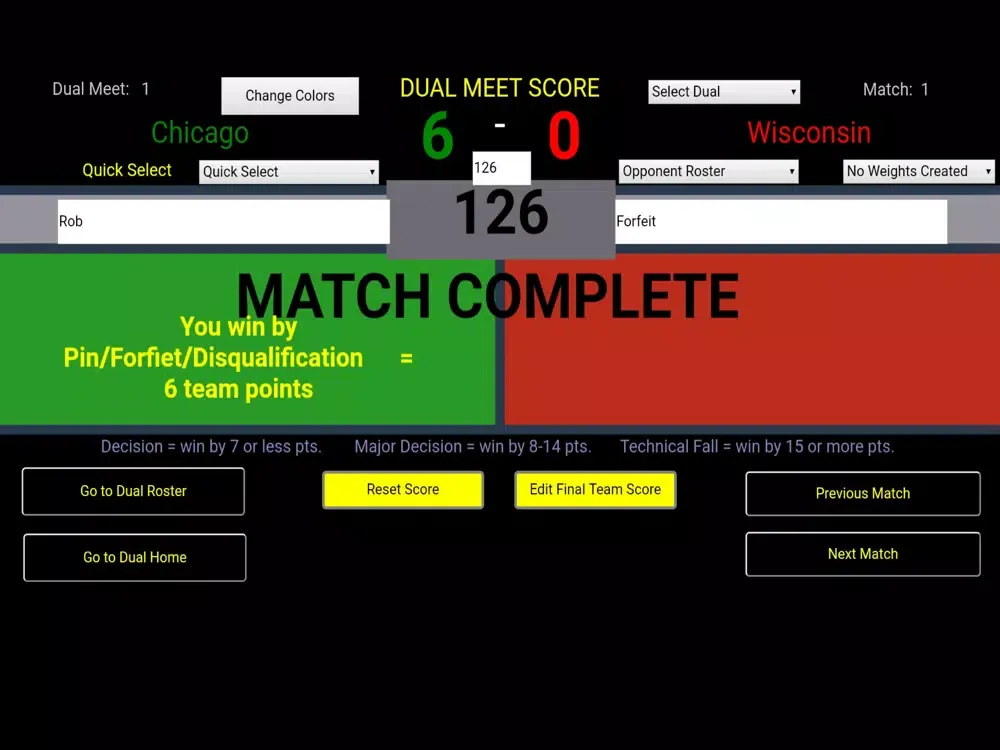 Tangkapan layar Matside Wrestling Team Stats iPad 