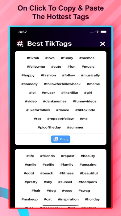 Capturas de pantalla de TikTags Pro