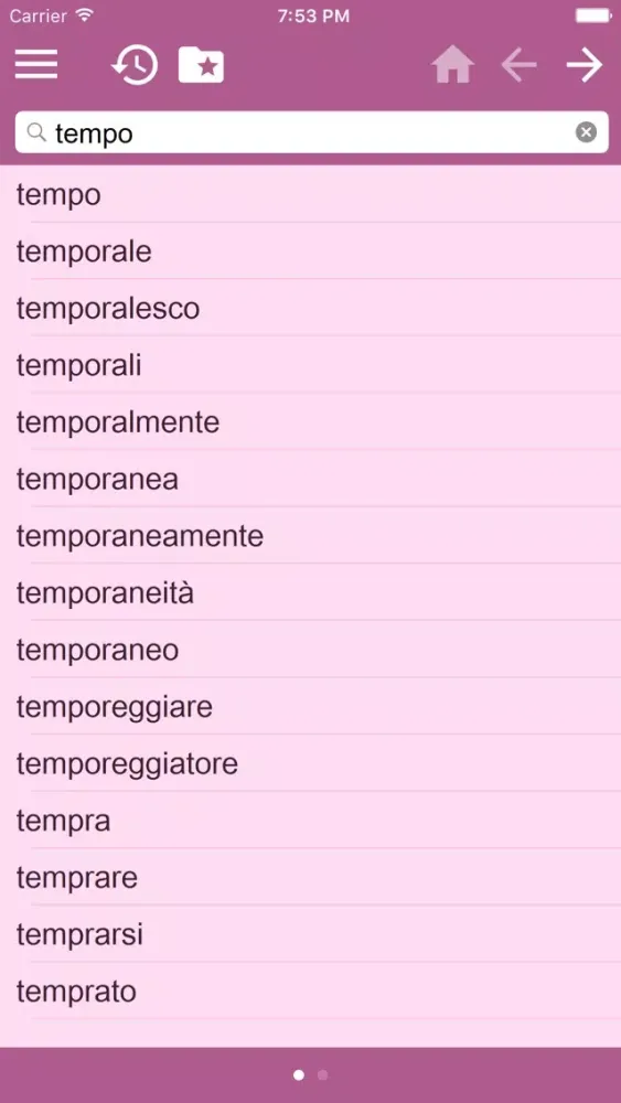Tangkapan skrin Spanish Italian dictionary