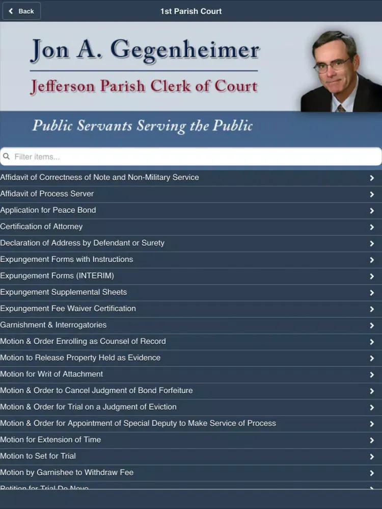 تصاویر Jefferson Parish Clerk of Court Legal Toolbox iPad 
