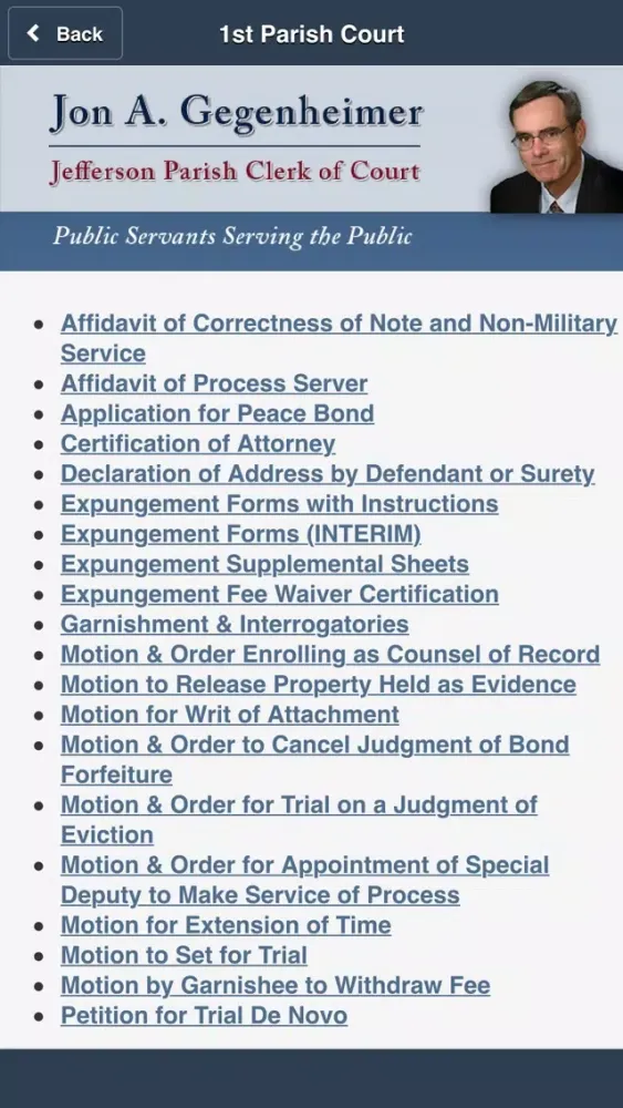 تصاویر Jefferson Parish Clerk of Court Legal Toolbox