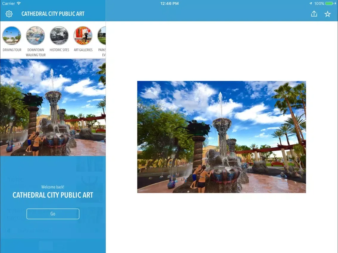 Tangkapan layar Cathedral City:Where ART Lives iPad 