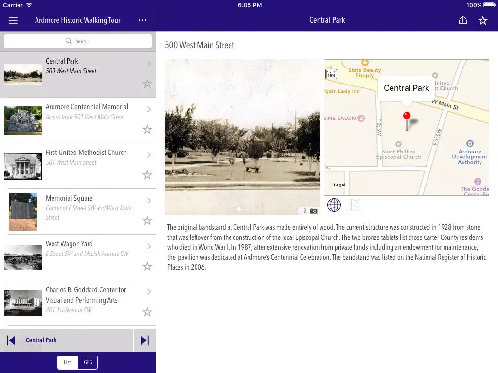 Ardmore Historic Walking Tour iPad 应用截图