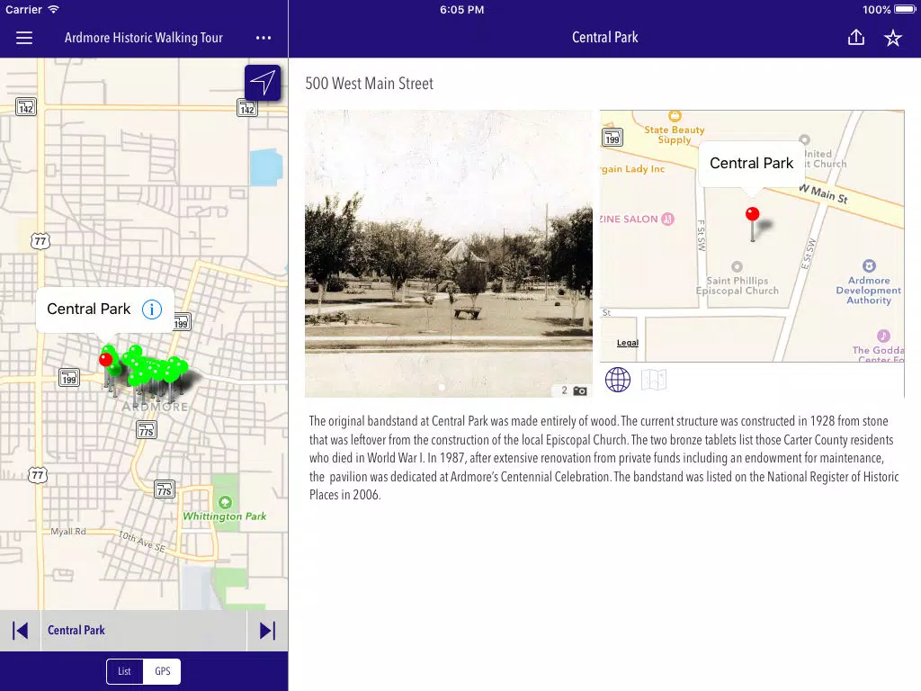 Ardmore Historic Walking Tour iPad  Screenshots