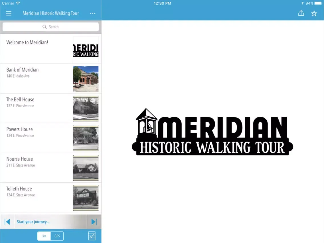 Meridian Historic Walking Tour iPad  Screenshots