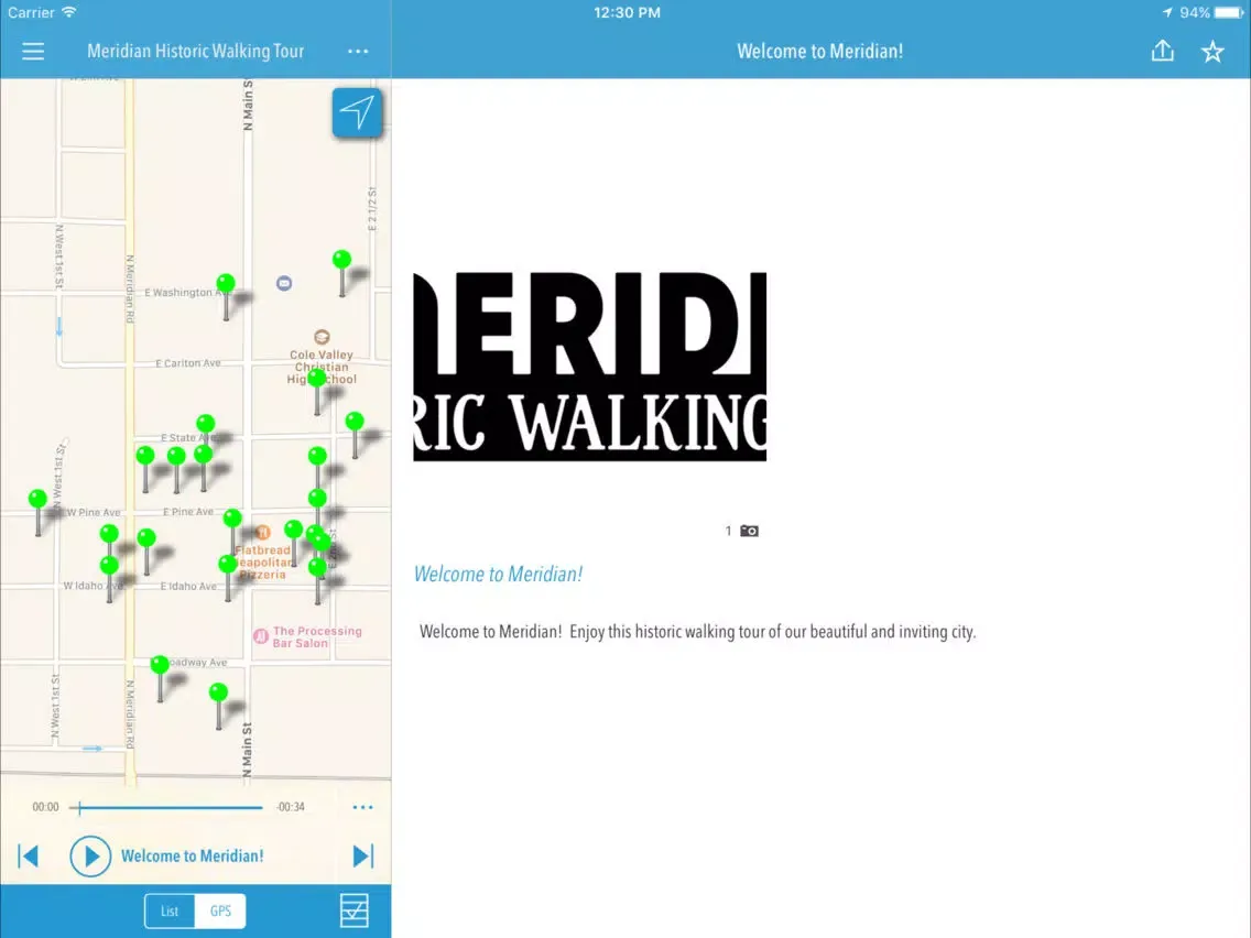 Meridian Historic Walking Tour iPad  Screenshots