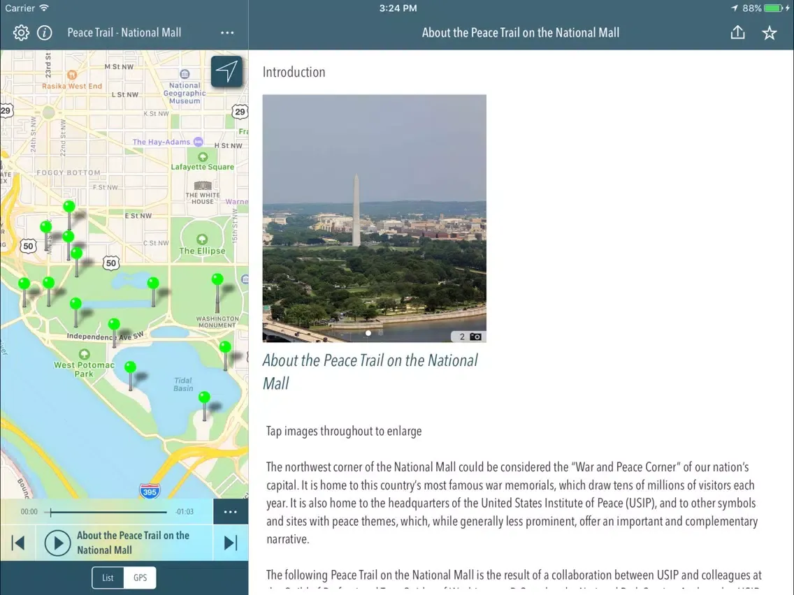 Peace Trail - National Mall iPad  Screenshots