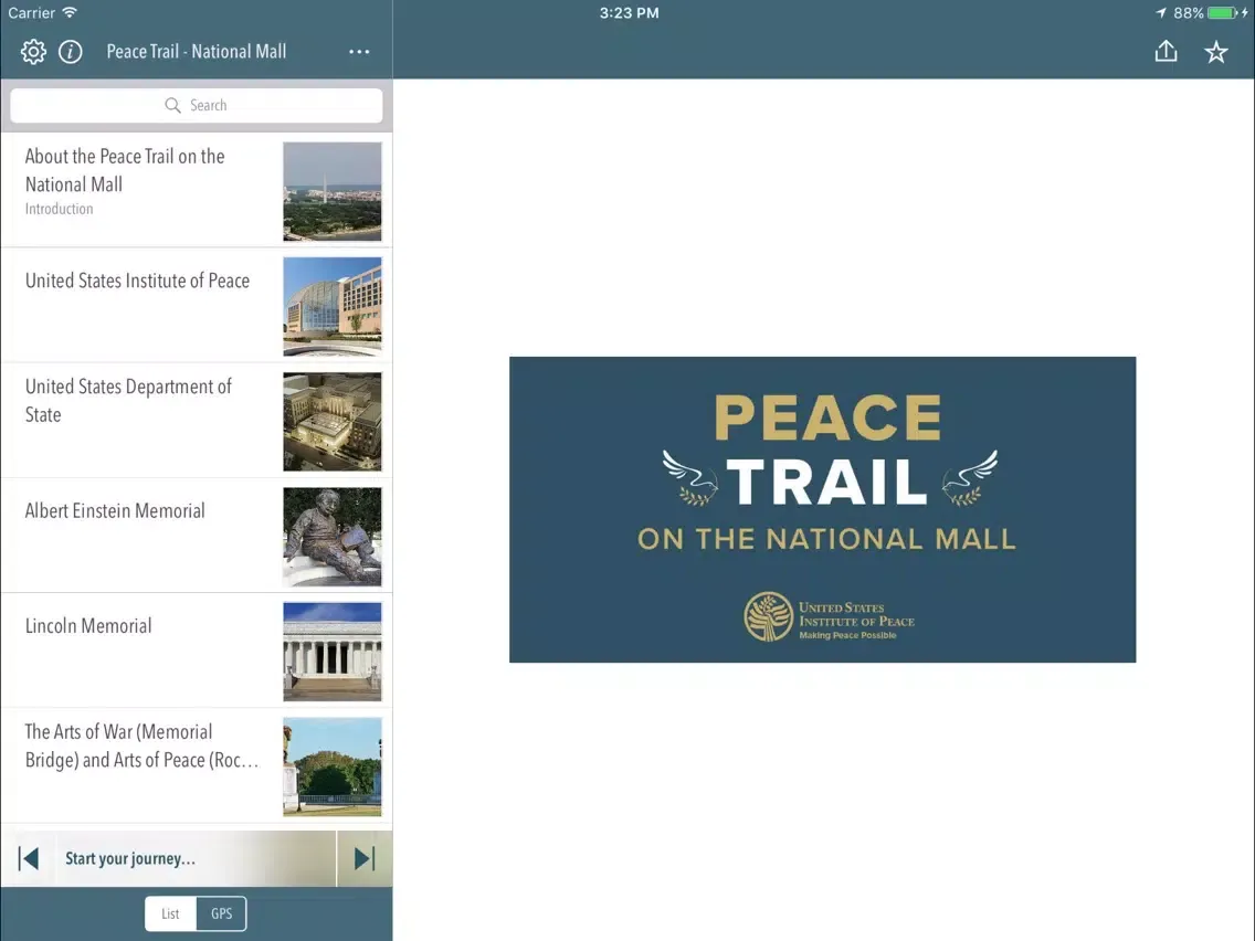 Peace Trail - National Mall iPad  Screenshots