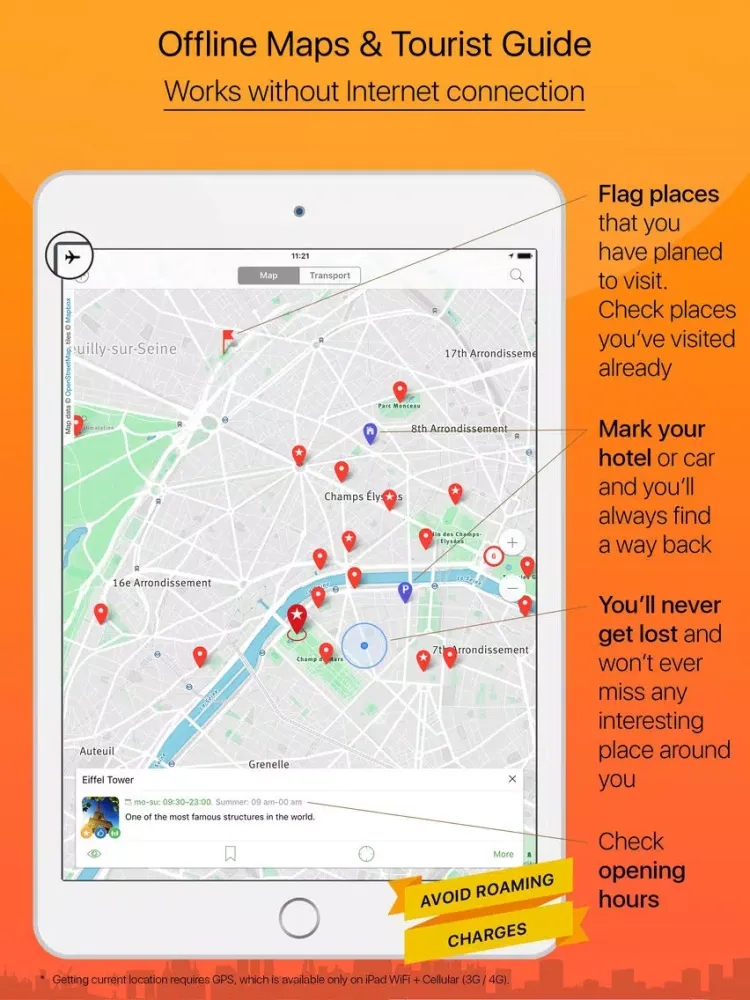 صور Paris – advanced tourist guide & offline map – Tournavigator iPad 