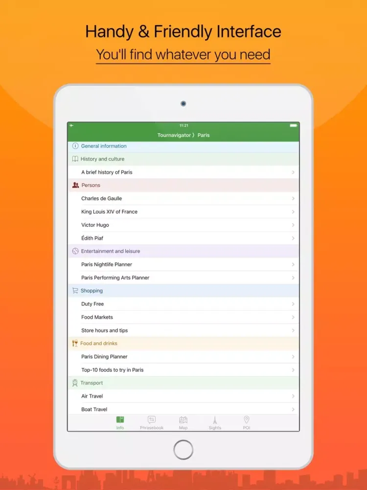 صور Paris – advanced tourist guide & offline map – Tournavigator iPad 