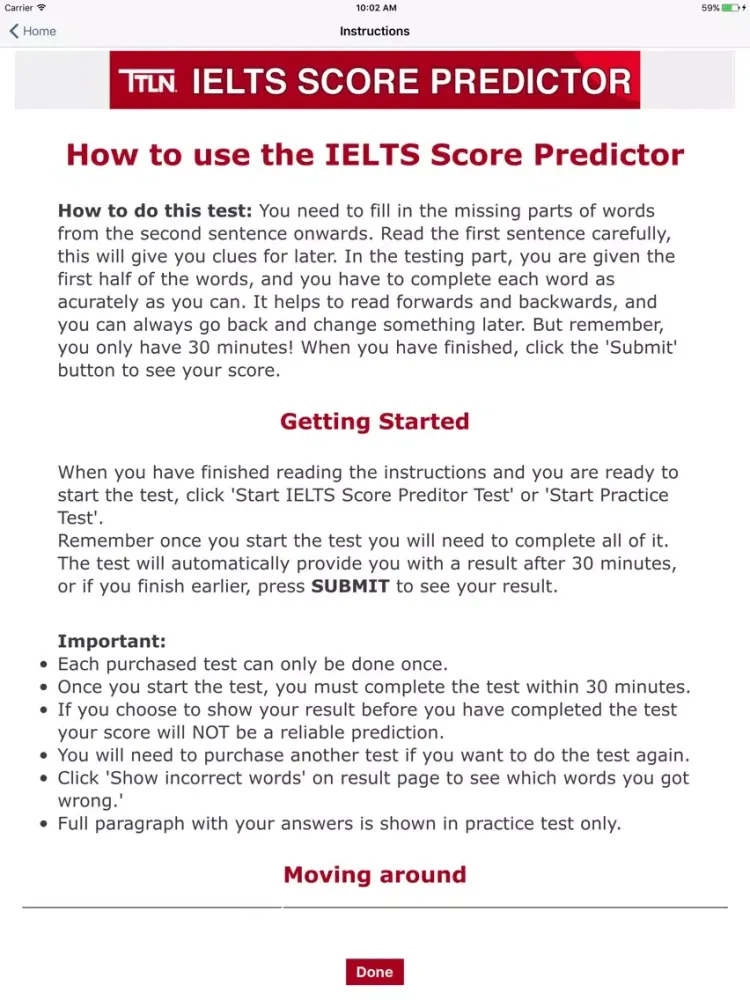 IELTS Score Predictor iPad  스크린샷