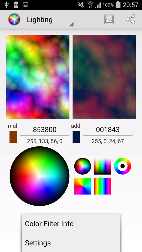 Ảnh chụp màn hình của Color Filters in Android SDK