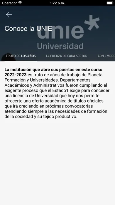 Tangkapan skrin Universidad UNIE